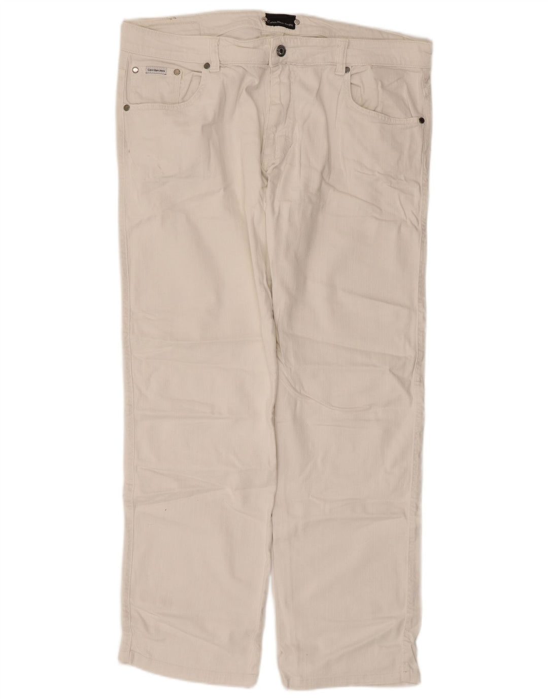 Calvin Klein Herren Straight Jeans W38 L30 Weiße Baumwolle