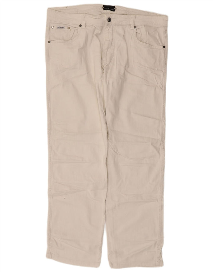 Calvin Klein Herren Straight Jeans W38 L30 Weiße Baumwolle