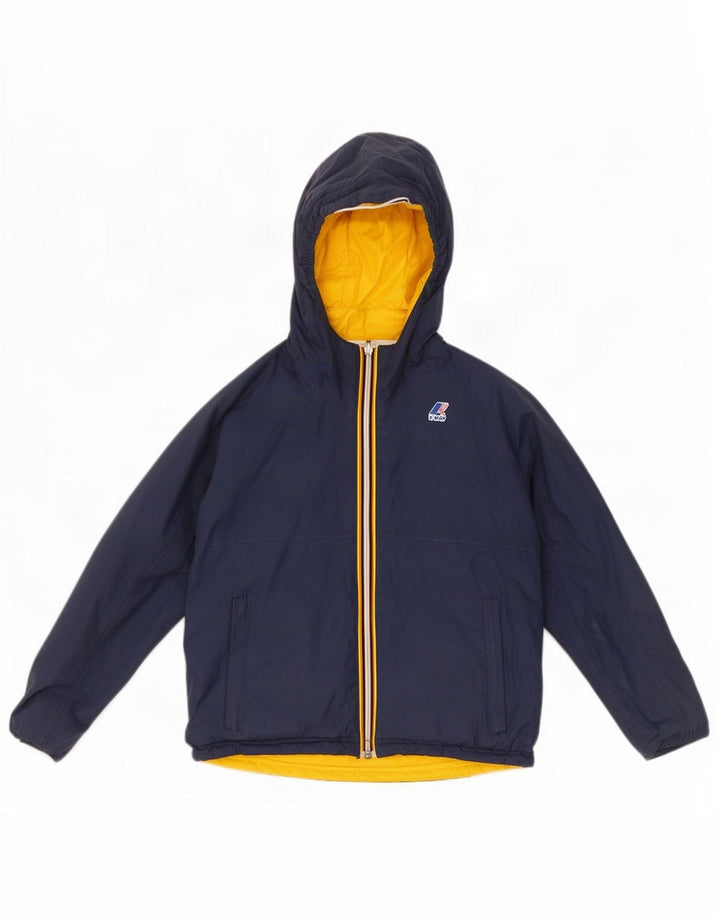 K-Way Wendejacke mit Kapuze für Jungen, 9–10 Jahre, marineblaues Polyamid