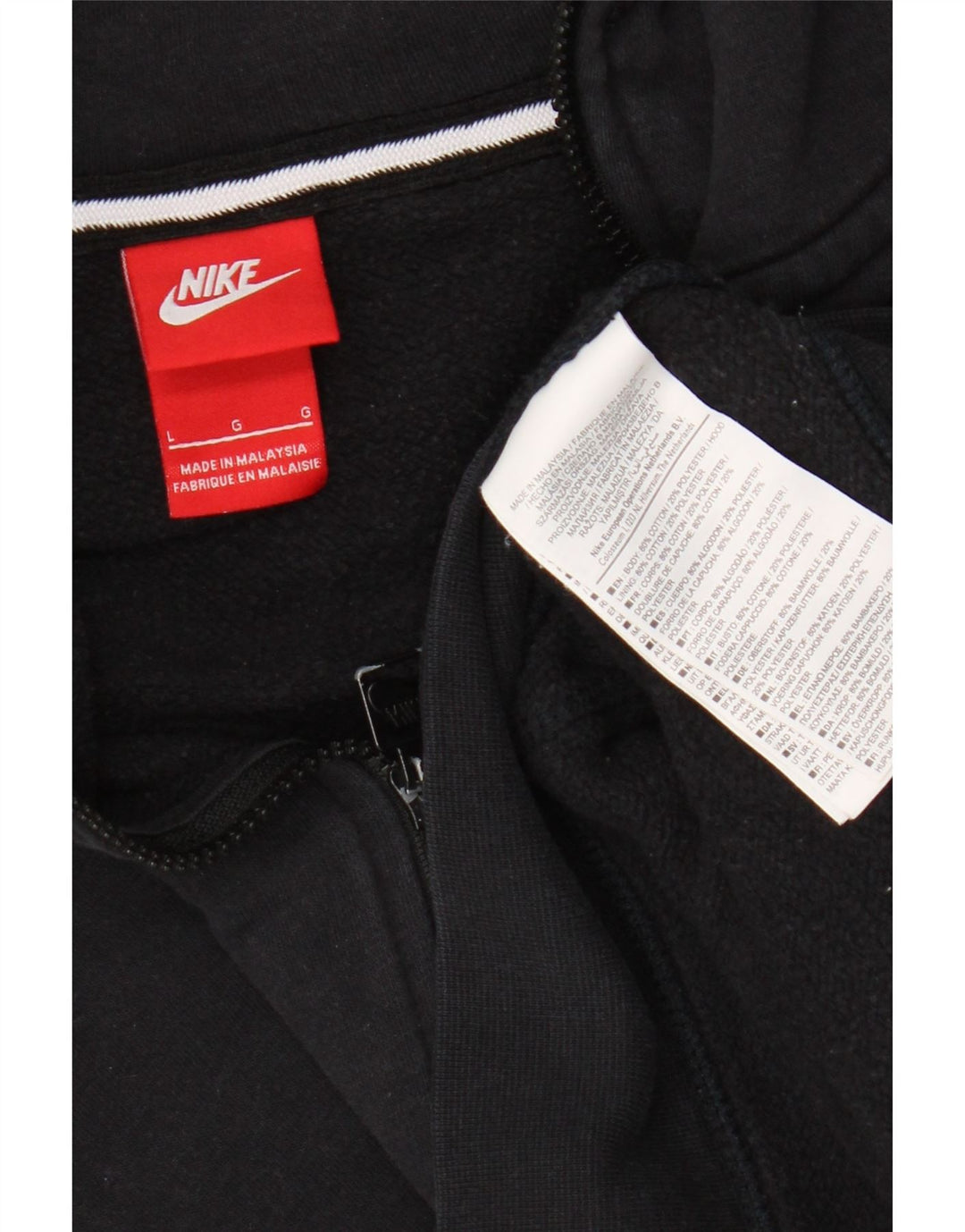 Nike Herren-Kapuzenpullover mit Reißverschluss, groß, aus schwarzer Baumwolle