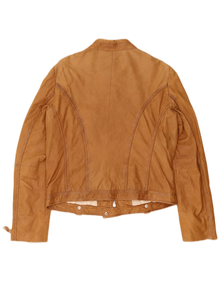 Vintage Damen Biker Lederjacke EU 40 Medium Beige
