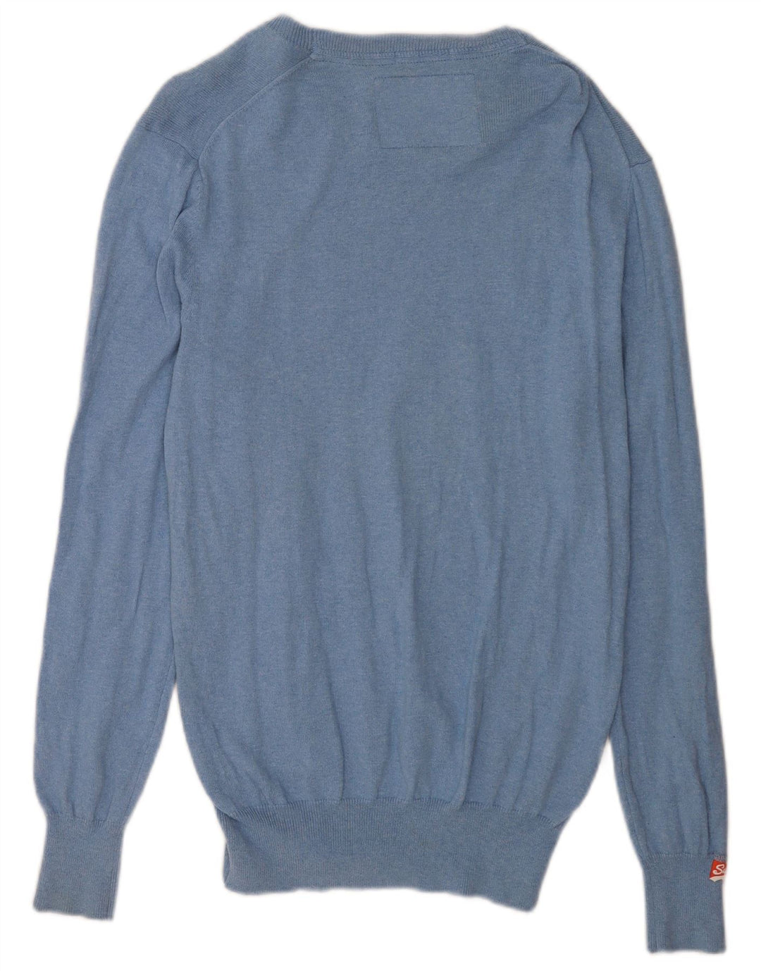 Superdry Herren-Pullover mit U-Boot-Ausschnitt, groß, aus blauer Baumwolle