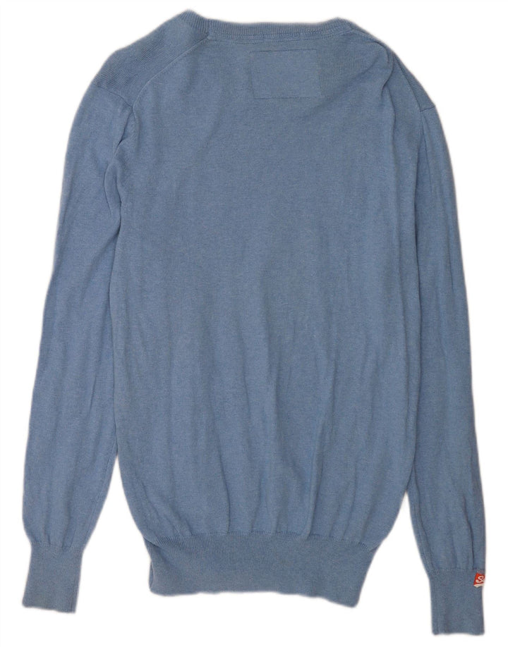 Superdry Herren-Pullover mit U-Boot-Ausschnitt, groß, aus blauer Baumwolle