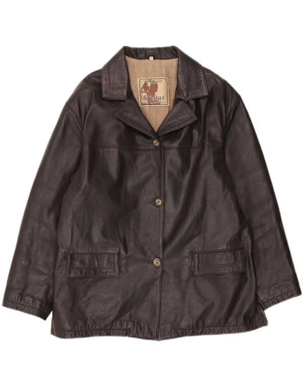 Swish Damen-Übergröße-Lederjacke, UK 14, mittelbraunes Leder