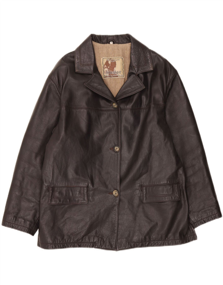 Swish Damen-Übergröße-Lederjacke, UK 14, mittelbraunes Leder