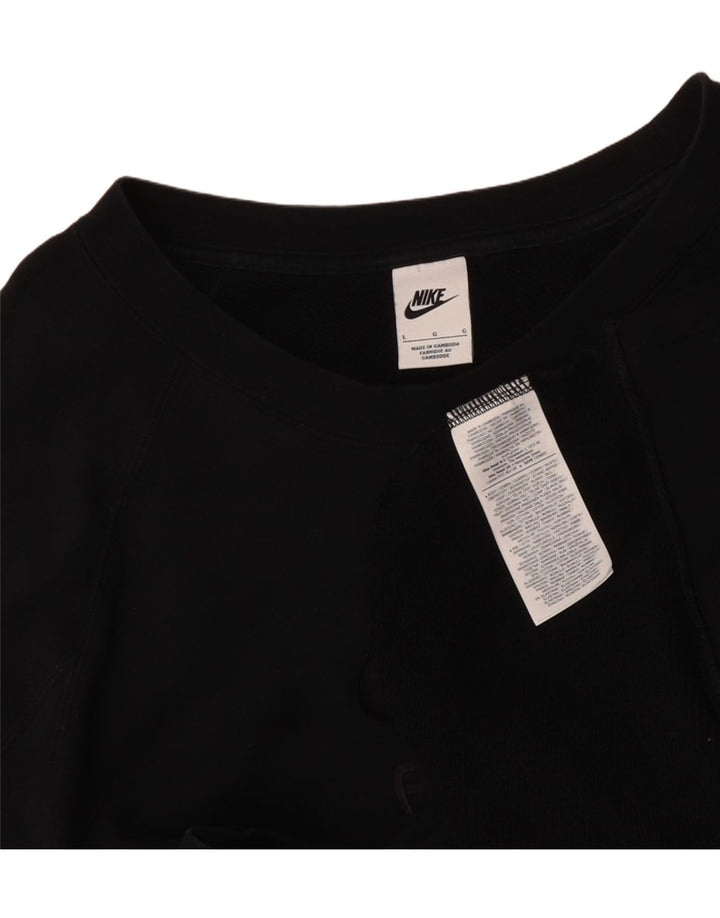 NIKE Mens Graphic Sweatshirt Jumper Large Black Cotton