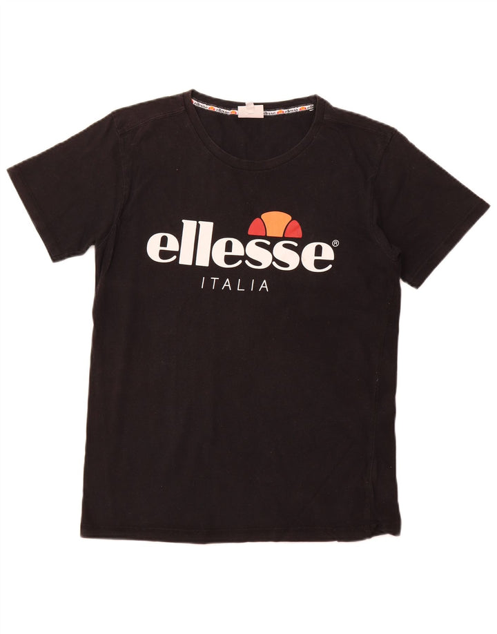 ELLESSE Herren-T-Shirt mit Grafik, Größe S, schwarze Baumwolle