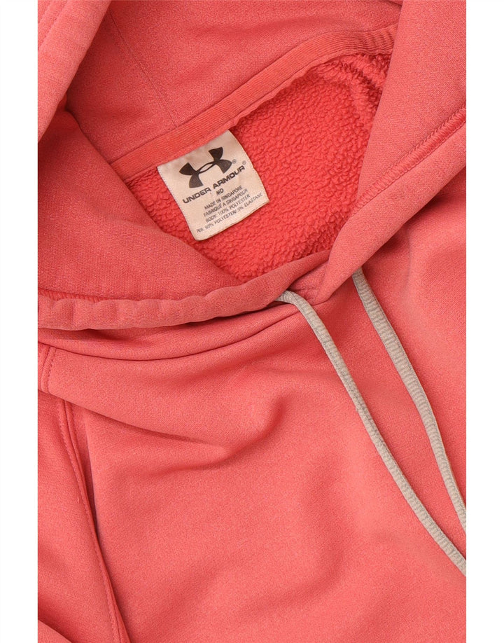 UNDER ARMOUR Womens Hoodie Jumper UK 14 Medium Red Polyester