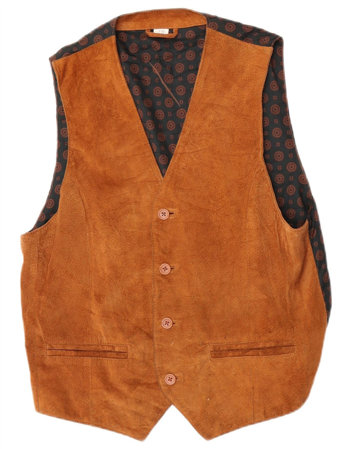 Vintage Herren Wildlederweste UK 38 Mittelbraunes Leder