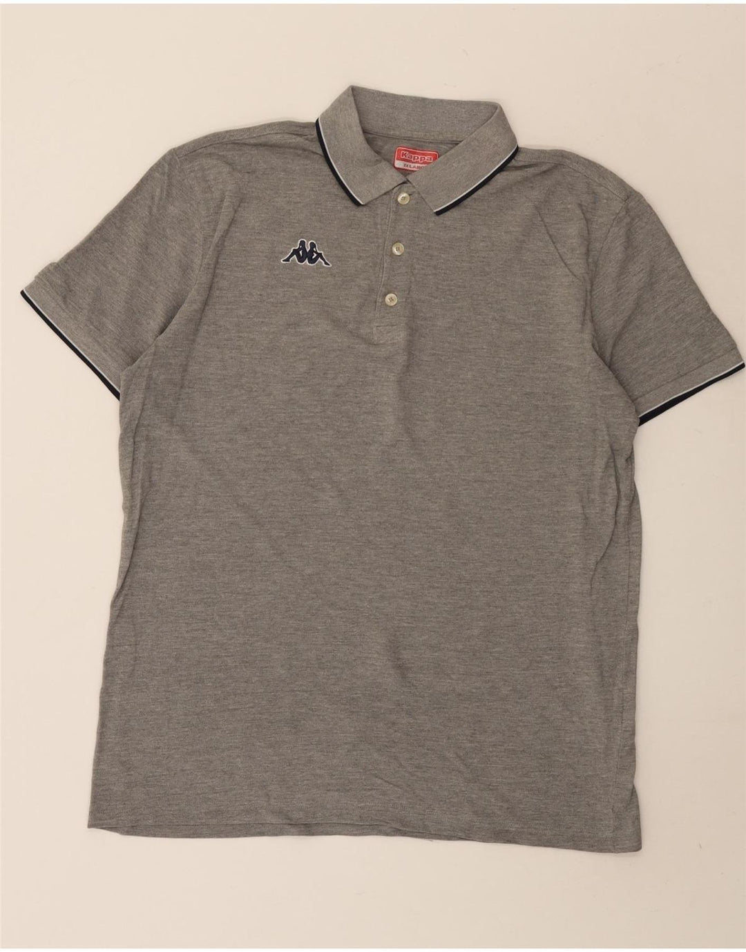 Kappa Herren Poloshirt 2XL grau gestreift aus Baumwolle