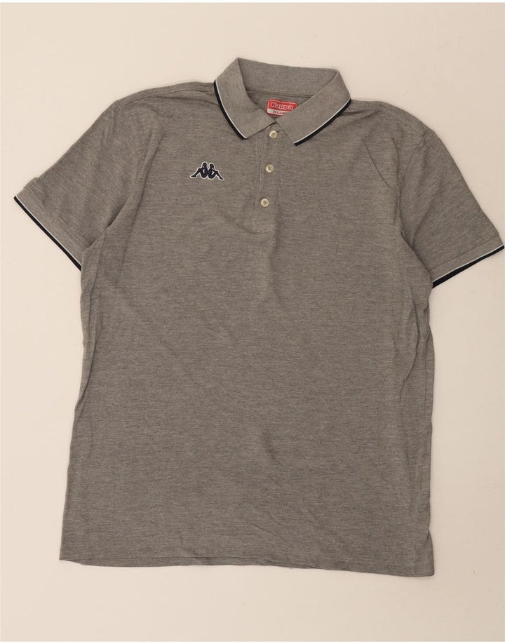 Kappa Herren Poloshirt 2XL grau gestreift aus Baumwolle