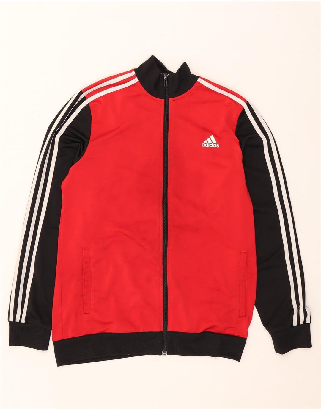 ADIDAS Jungen-Trainingsanzug-Top-Jacke, 15–16 Jahre, rotes Farbblockdesign