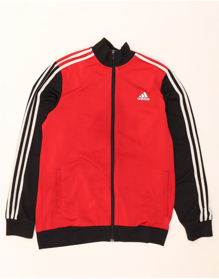 ADIDAS Jungen-Trainingsanzug-Top-Jacke, 15–16 Jahre, rotes Farbblockdesign