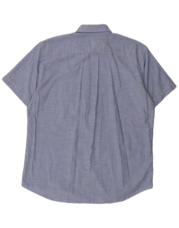 LACOSTE Herren-Kurzarmhemd, Größe 40, mittelblaue Baumwolle