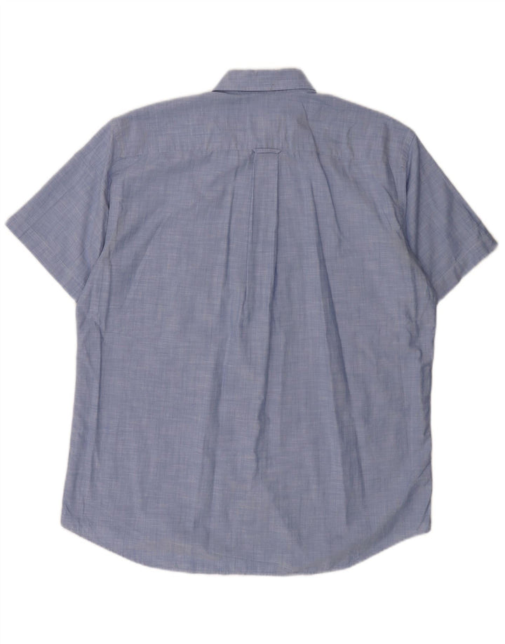 LACOSTE Herren-Kurzarmhemd, Größe 40, mittelblaue Baumwolle