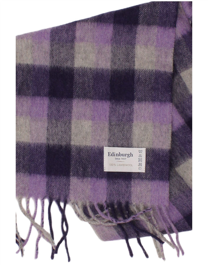 Edinburgh Damen-Rechteckschal, Einheitsgröße, lila kariert, klassische Lammwolle