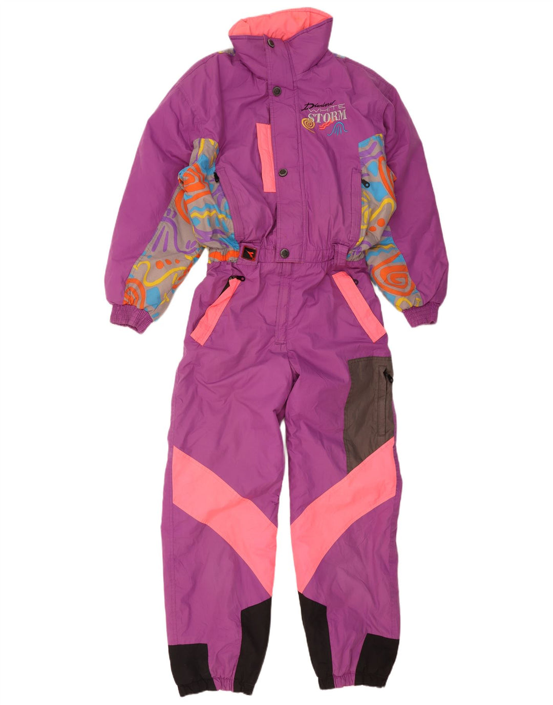 Diadora Damen-Skioverall mit Kapuze, übergroß, UK 14, Mittelviolett, Polyester
