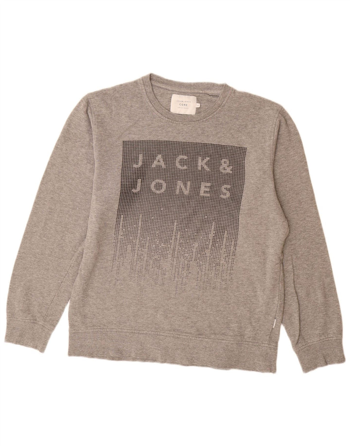 Jack & Jones Herren-Sweatshirt mit Grafik, groß, aus grauer Baumwolle