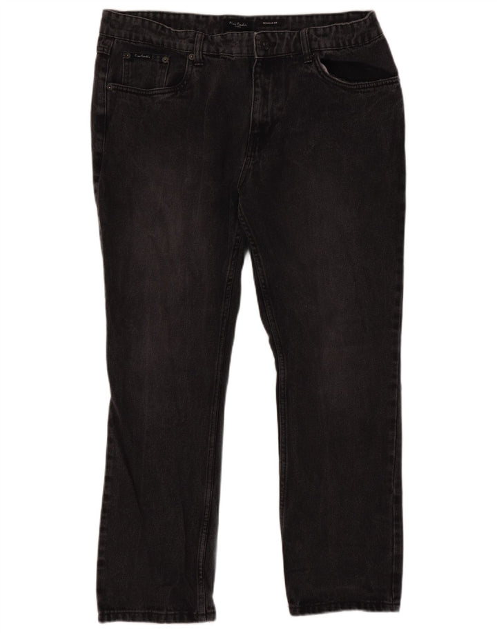 PIERRE CARDIN Herren Straight Jeans W38 L29 Schwarze Baumwolle