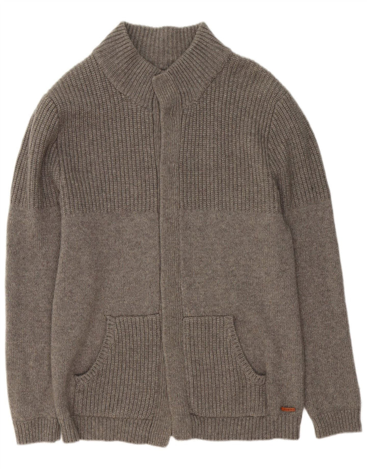 Guess Herren-Cardigan-Pullover XL aus grauer Wolle
