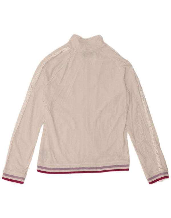 Kappa Womens Graphic Trainingsanzug Top Jacke UK 14 Große weiße Baumwolle