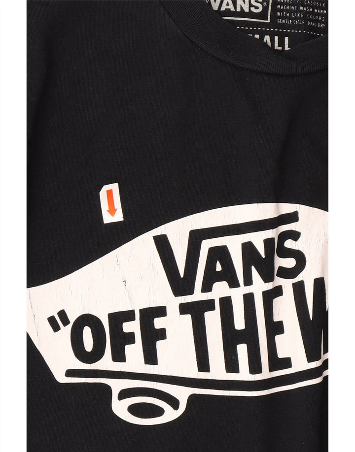 VANS Herren Custom Fit Grafik T-Shirt Top Small Schwarz Baumwolle