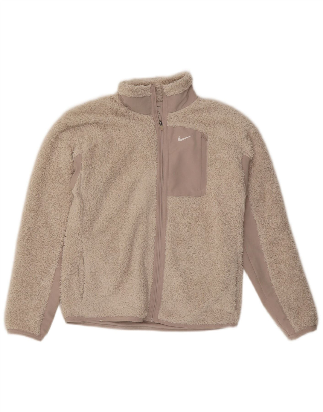 NIKE Damen-Fleecejacke in Übergröße, UK 6, XS, beige, Colourblock-Polyester