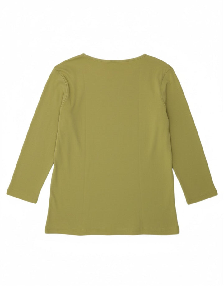 PACO Womens Top 3/4 Sleeve UK 10 Small Green Cotton