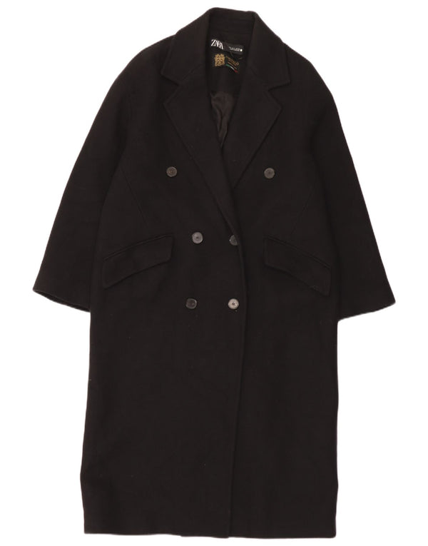 Zara Damen Übergroßer zweireihiger Mantel UK 10 Small Schwarz