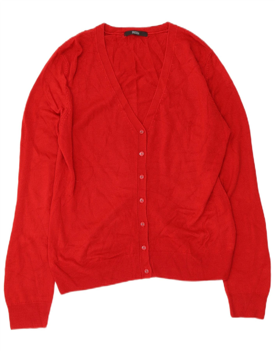 Marks & SPENCER Damen-Strickjacke, Gr. 12, Mittelrot, Acryl