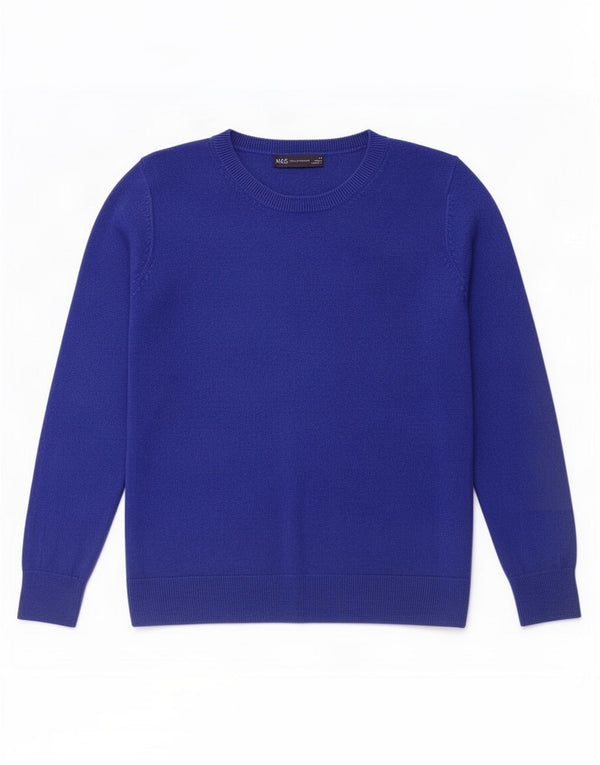Marks & Spencer Damen-Pullover mit Rundhalsausschnitt, UK 14, Mittelblau, Acryl