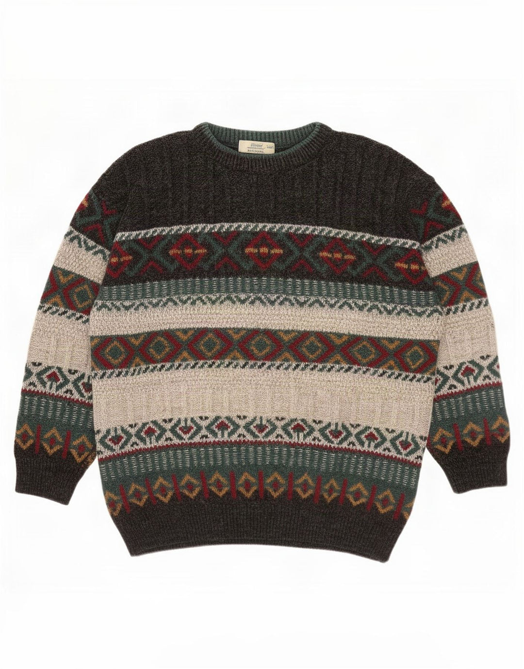 St. Bernard Herren-Pullover mit Rundhalsausschnitt, Mittelgrau, geometrisches Acryl
