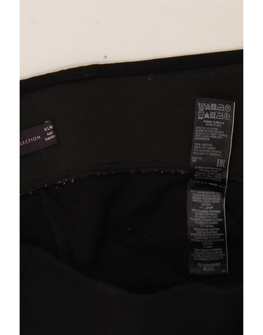 MARKS & SPENCER Damen Leggings UK 14 Große schwarze Viskose