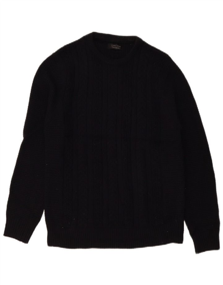 Zara Herren-Pullover mit Rundhalsausschnitt, mittelgroß, Marineblau