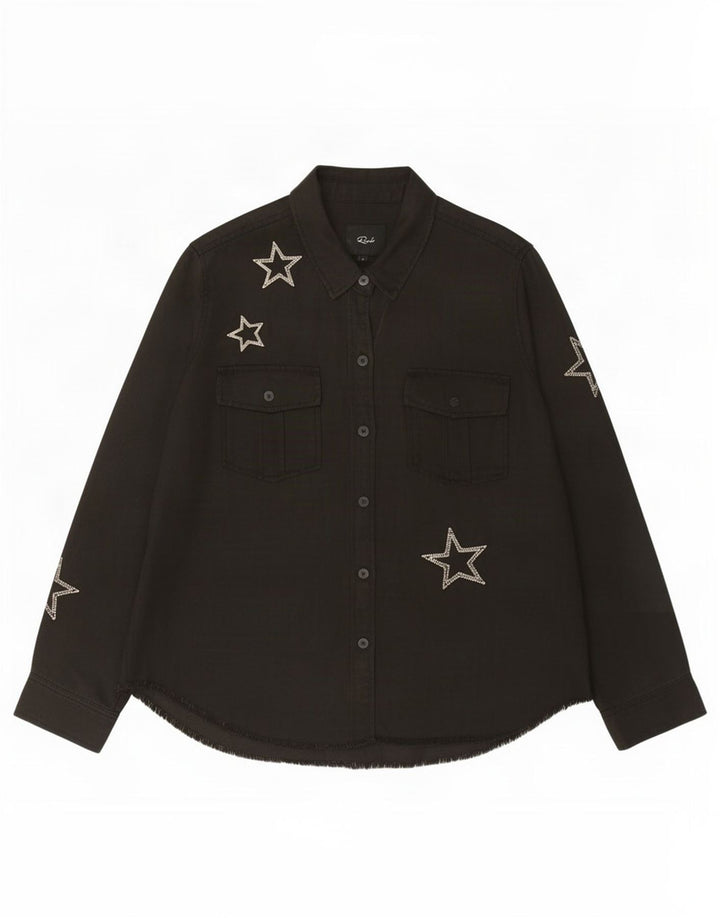 Rails Womens Graphic Shirt UK 16 Large Schwarz Lyocell