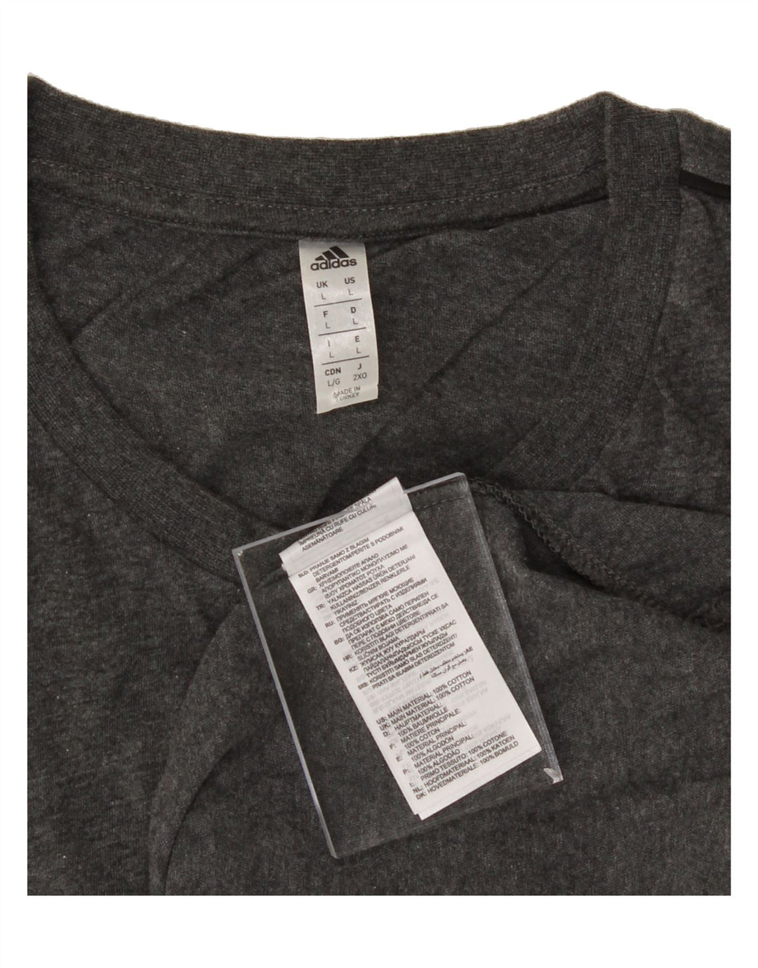 ADIDAS Mens T-Shirt Top Large Grey Cotton Vintage Adidas and Second-Hand Adidas from Messina Hembry 