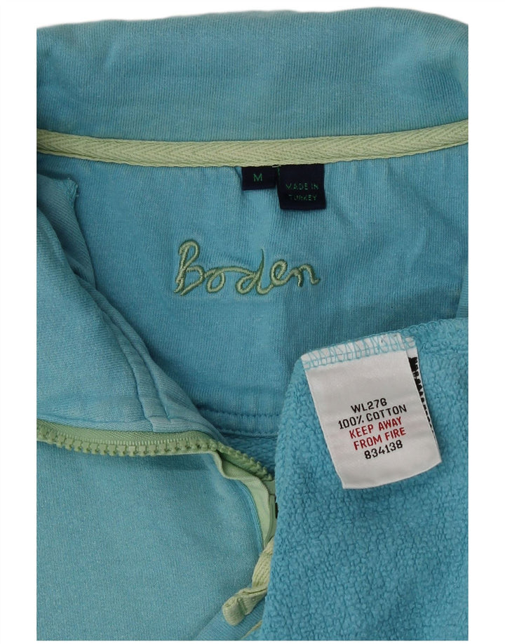 Boden Damen-Sweatshirt mit Reißverschluss am Hals, UK 14, mittelblaue Baumwolle