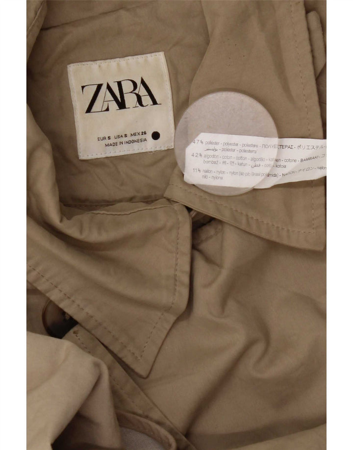 Zara Damen Übergroßer Trenchcoat UK 10 Small Beige Polyester