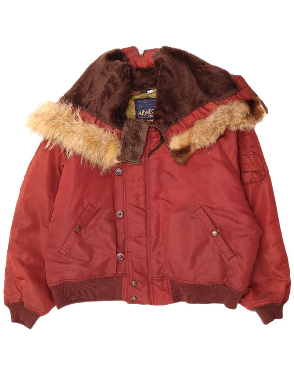 Vintage Damen-Overall-Windbreakerjacke mit Kapuze, UK 18 XL, rotes Nylon