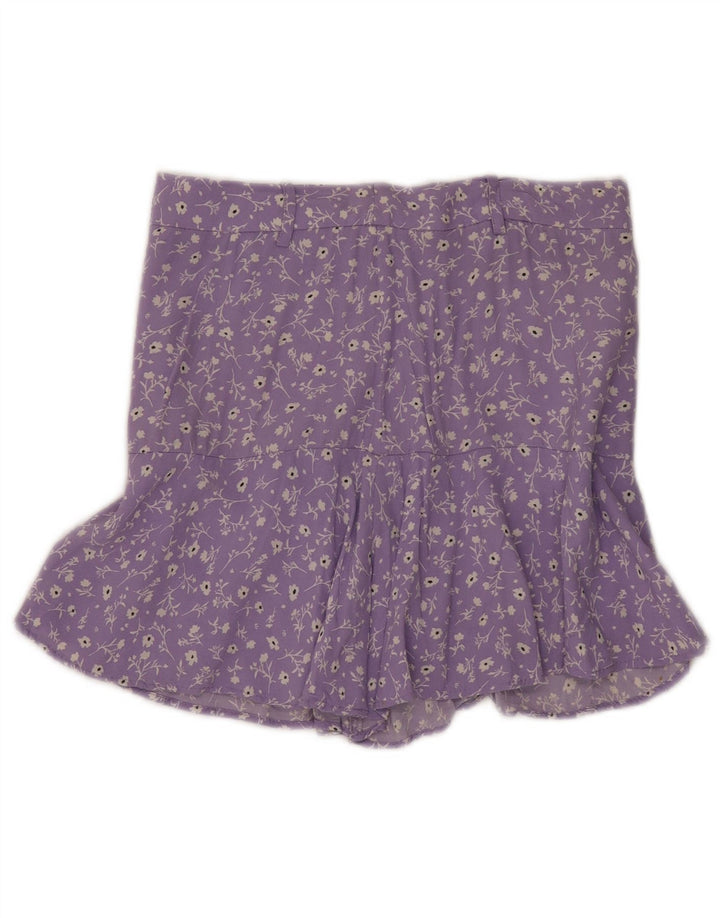 Zara Damen Minirock Medium W28 Lila Blumenviskose