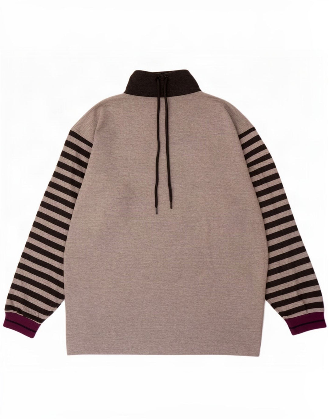 Vintage Herren-Sweatshirt mit grafischem Reißverschluss, groß, grau gestreift