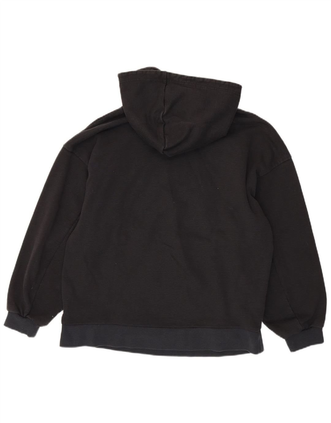 ADIDAS Damen Übergroßer Kapuzenpullover UK 10 Small Schwarz geblümte Baumwolle