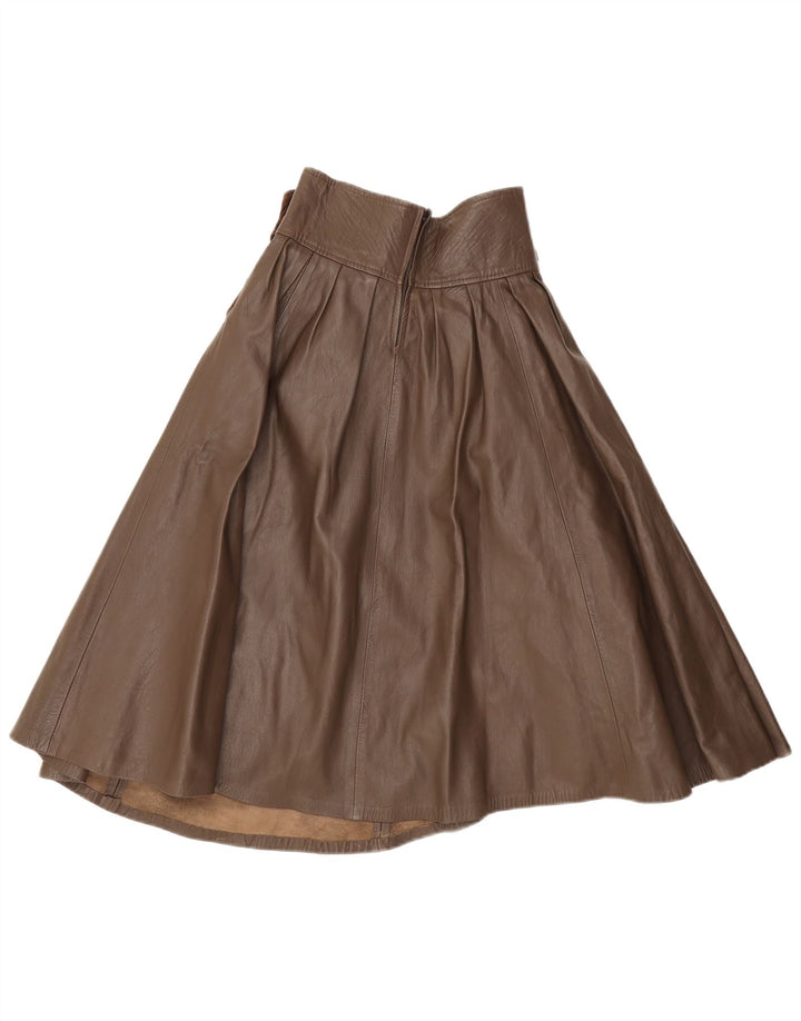 Vintage Damen Leder ausgestellter Rock IT 42 Medium W26 Braun