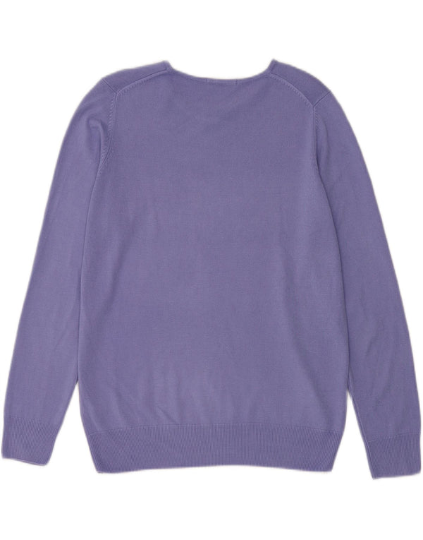 Marks & Spencer Damen-Pullover mit U-Boot-Ausschnitt, UK 14, Größe L, Lila, Acryl