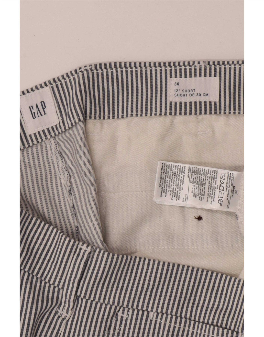 Gap Herren Chinoshorts W36 Große blau gestreifte Baumwolle