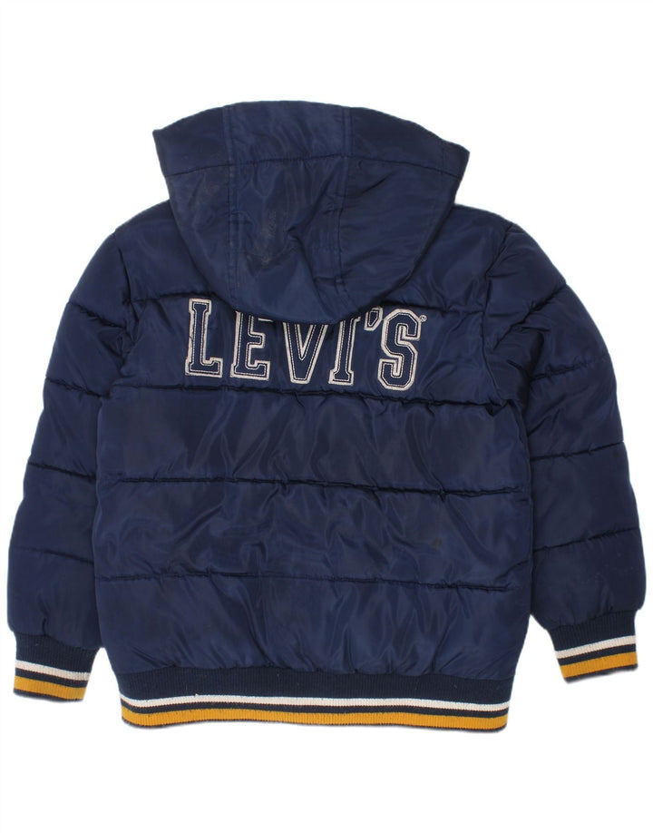 Levi's Jungen wattierte Jacke mit grafischer Kapuze, 7–8 Jahre, marineblaues Polyester