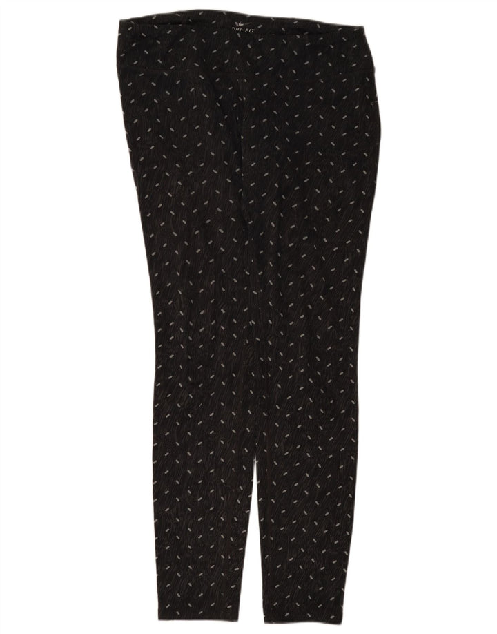 Nike Damen Dri Fit Leggings UK 14 Large Schwarz Gepunktet