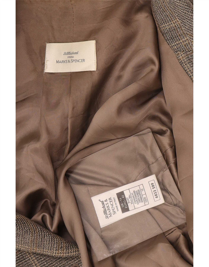 Marks & Spencer Damen St. Michael Blazer Jacke UK 14 Mittelgrau kariert