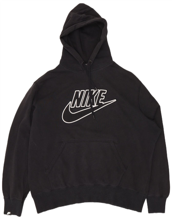 NIKE Womens Graphic Oversized Hoodie Pullover UK 18 XL Schwarz Baumwolle