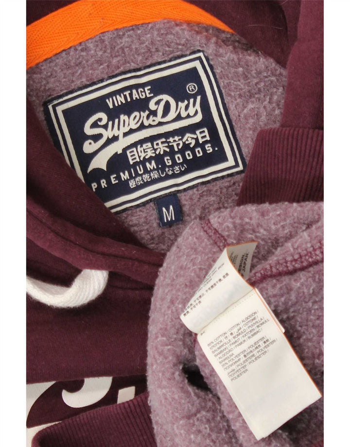 Superdry Herren-Kapuzenpullover mit grafischem Print, mittlere Burgunderrote Baumwolle